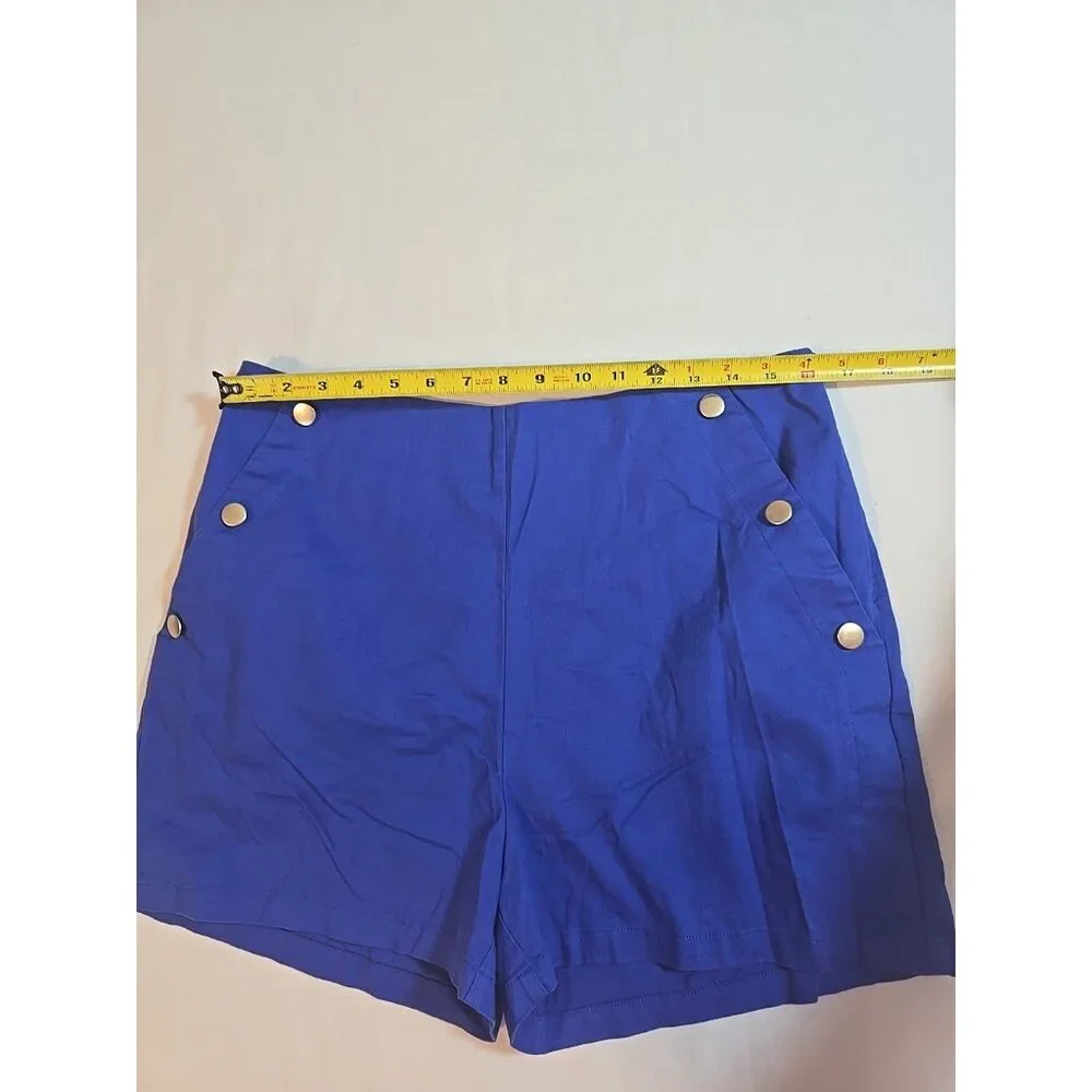 Happily Grey Sailor‎ Shorts Royal Blue Gold buttons High waisted size XL - Picture 5 of 15